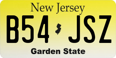 NJ license plate B54JSZ