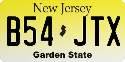 NJ license plate B54JTX