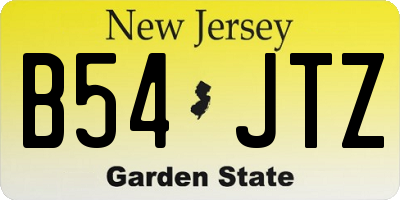 NJ license plate B54JTZ