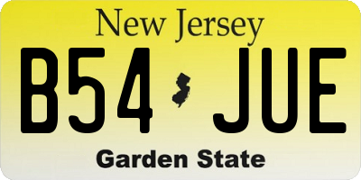 NJ license plate B54JUE