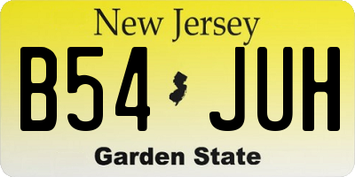 NJ license plate B54JUH