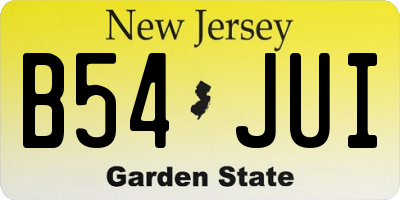 NJ license plate B54JUI