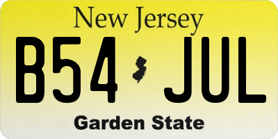 NJ license plate B54JUL