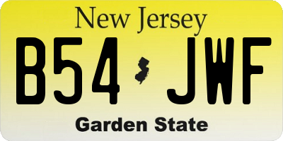 NJ license plate B54JWF
