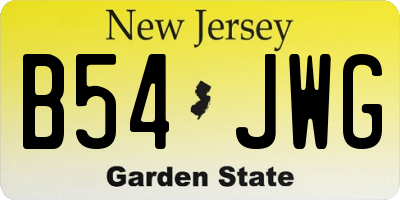 NJ license plate B54JWG