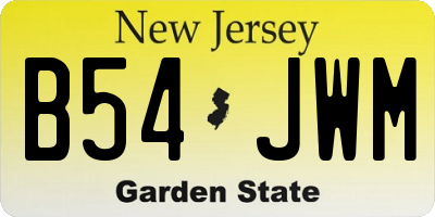 NJ license plate B54JWM