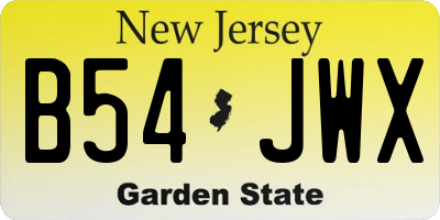 NJ license plate B54JWX