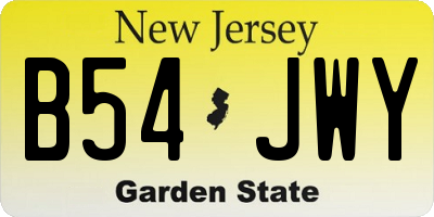 NJ license plate B54JWY