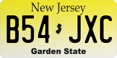 NJ license plate B54JXC