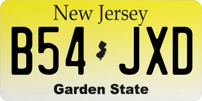 NJ license plate B54JXD