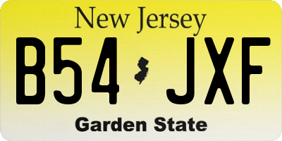 NJ license plate B54JXF