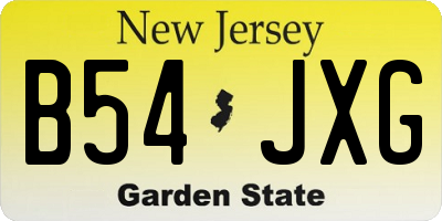 NJ license plate B54JXG