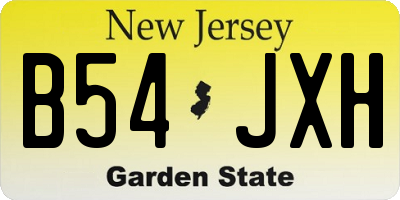 NJ license plate B54JXH