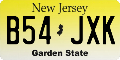 NJ license plate B54JXK
