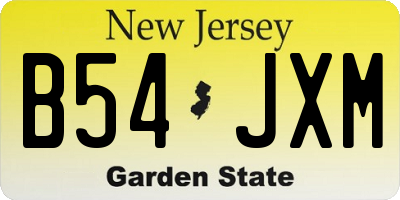 NJ license plate B54JXM