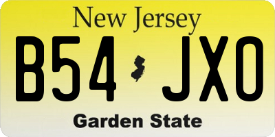 NJ license plate B54JXO