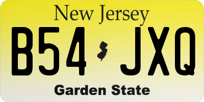 NJ license plate B54JXQ
