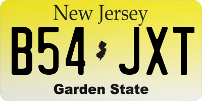 NJ license plate B54JXT