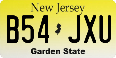 NJ license plate B54JXU