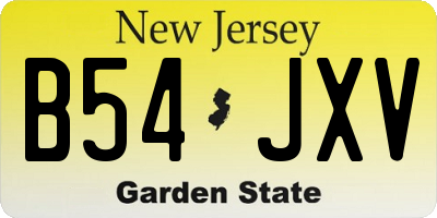 NJ license plate B54JXV