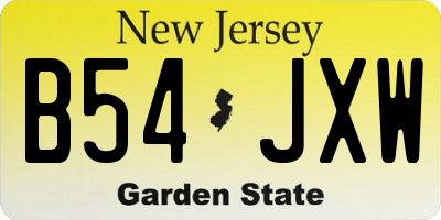 NJ license plate B54JXW