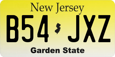 NJ license plate B54JXZ