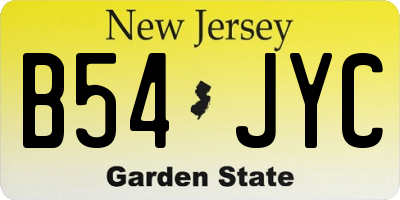 NJ license plate B54JYC