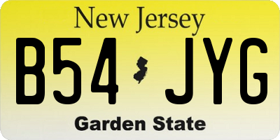 NJ license plate B54JYG
