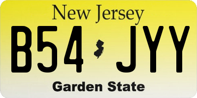 NJ license plate B54JYY