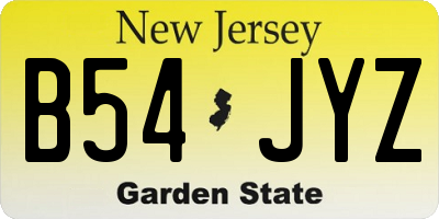 NJ license plate B54JYZ
