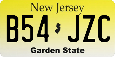 NJ license plate B54JZC