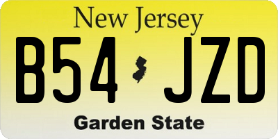 NJ license plate B54JZD