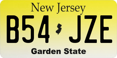 NJ license plate B54JZE