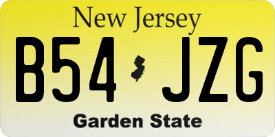 NJ license plate B54JZG