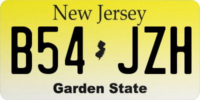NJ license plate B54JZH