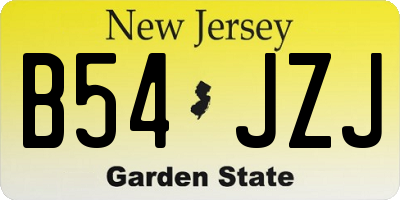 NJ license plate B54JZJ