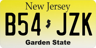 NJ license plate B54JZK