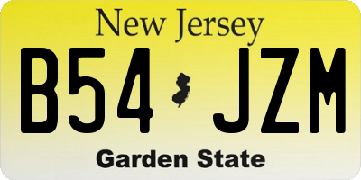 NJ license plate B54JZM