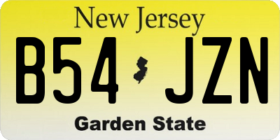 NJ license plate B54JZN