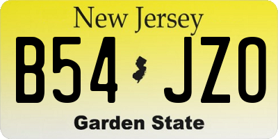 NJ license plate B54JZO