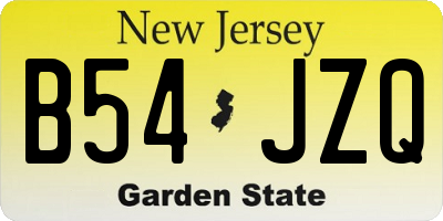 NJ license plate B54JZQ