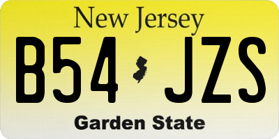 NJ license plate B54JZS