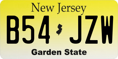 NJ license plate B54JZW