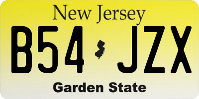NJ license plate B54JZX