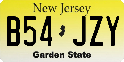 NJ license plate B54JZY
