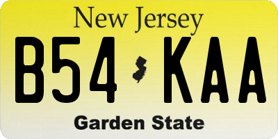 NJ license plate B54KAA
