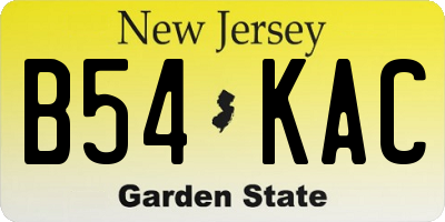 NJ license plate B54KAC
