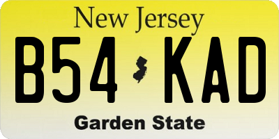 NJ license plate B54KAD