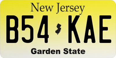 NJ license plate B54KAE
