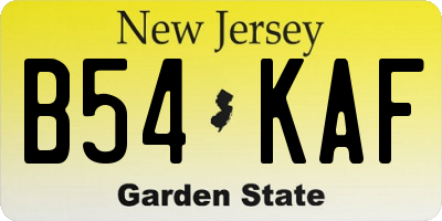 NJ license plate B54KAF